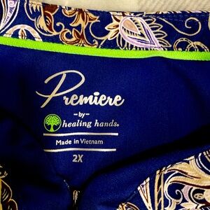 2 Xl premiere healing hands scrub top navy